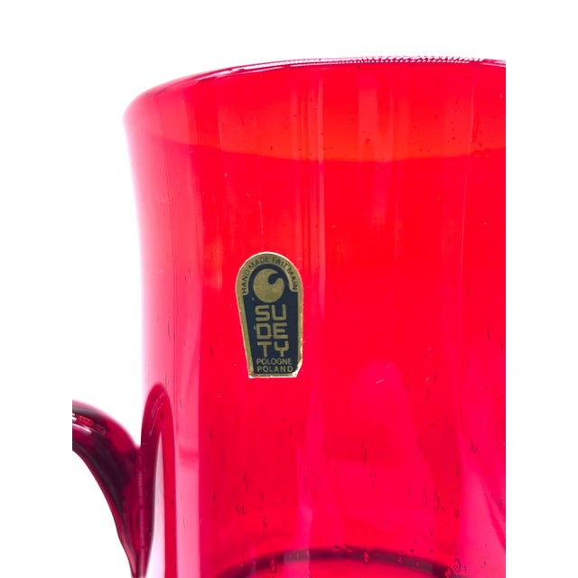 Red Glass Juice Service from Sudety Glassworks, 1970s For Sale - Image 12 of 17