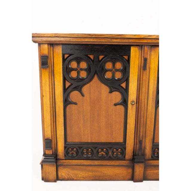 English Gothic Sideboard in Oak, 1850s For Sale - Image 3 of 6