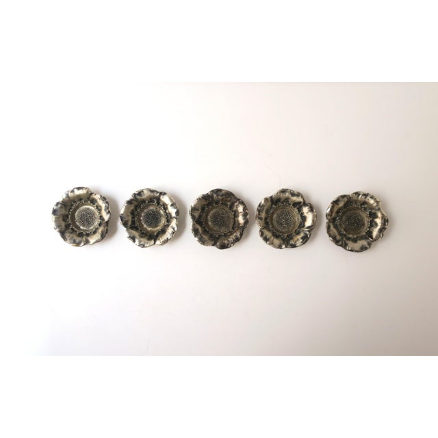Contemporary Italian Sterling Silver Flower Bowls, Organic Form, Buccellati Style, Set of 5 For Sale - Image 3 of 10