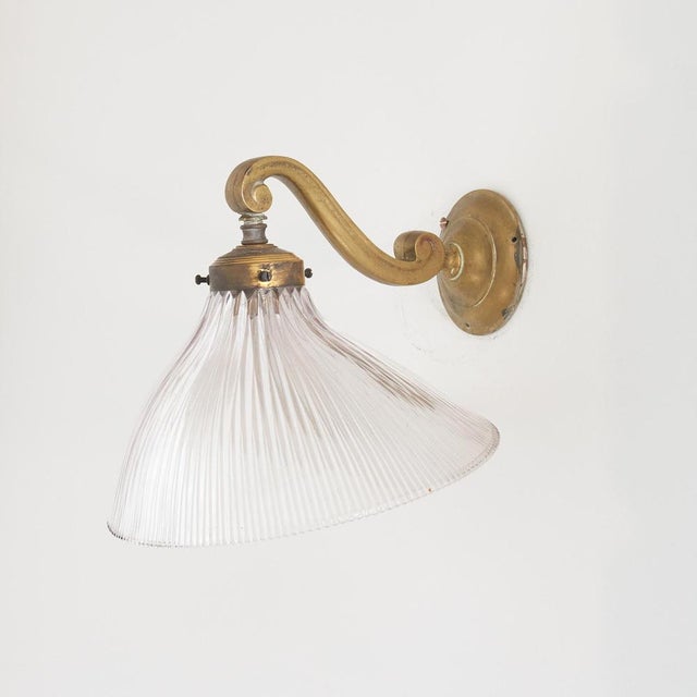 Antique Reclaimed Glass Wall Light from Holophane, 1930s For Sale - Image 10 of 10