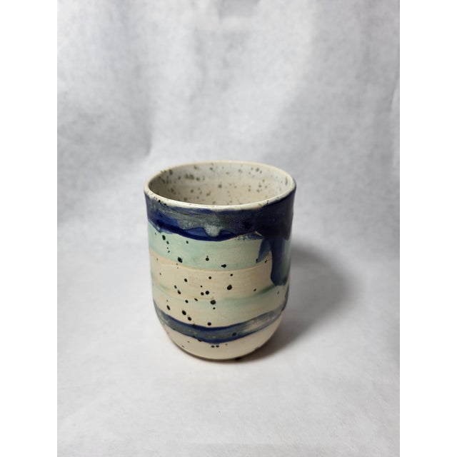 Mid-Century Modern Vintage Biolina Italy Art Pottery Vase Splatter Drip For Sale - Image 3 of 8