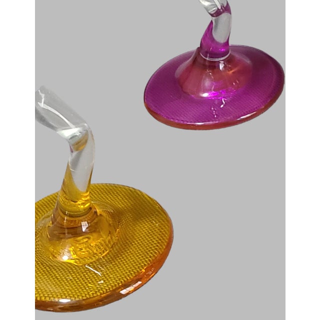 Vintage Colorful Candy Bases Zic-Zac Stem Martini Glasses- Set of 4 For Sale - Image 6 of 7