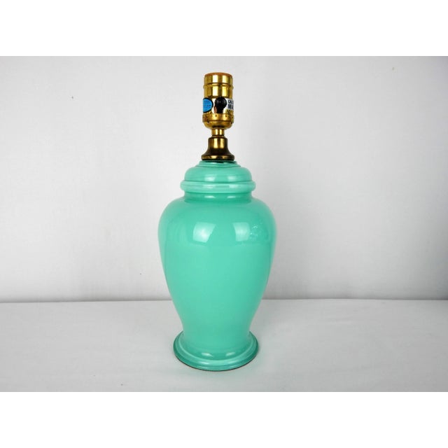 Late 20th Century Aqua Blue Glass Boudoir Lamps, Pair For Sale - Image 5 of 11