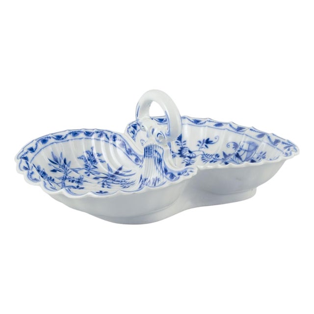 Blue Onion Cabaret Tray in Porcelain from Meissen, Germany, 1890s For Sale