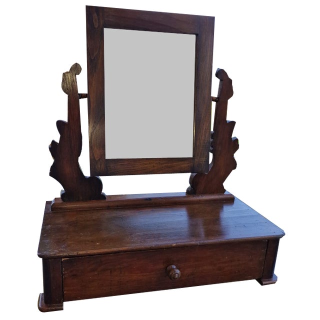 Small Walnut Dressing Table with Psiche Mirror, Early 1900s For Sale