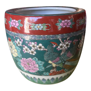 1970s Asian Chinoiserie Medium Size Ceramic Planter