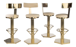 Hollywood Regency Style Gold Counter Stools - Set of 4