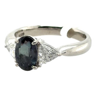 Late 20th Century Platinum Alexandrite Ring, Size 7 For Sale