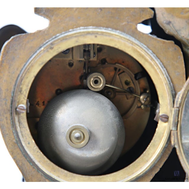 Black Black Marble and Spelter Clock For Sale - Image 8 of 9