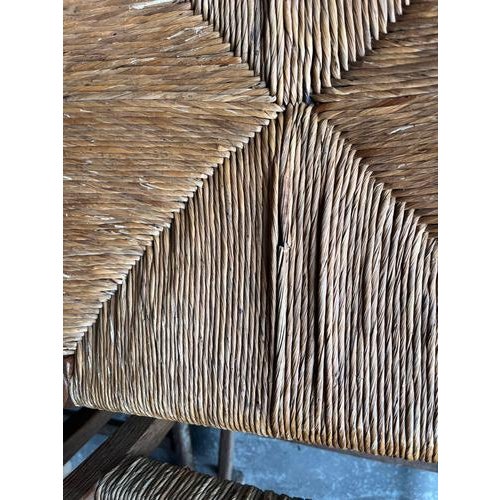 Carved Oak Chairs with Rush Seats, 1950s, Set of 6 For Sale - Image 10 of 14