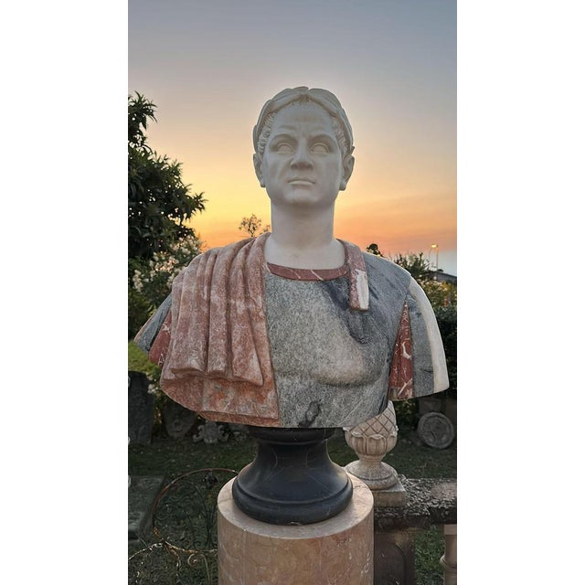 Huge Bust of Roman Emperor, 1950, Marble For Sale - Image 3 of 11
