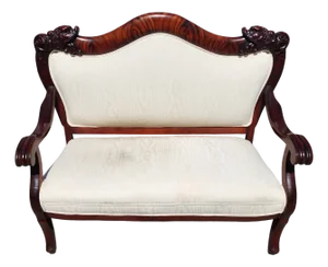 Dm Antique Asian Rosewood Carved Foo Dogs Settee