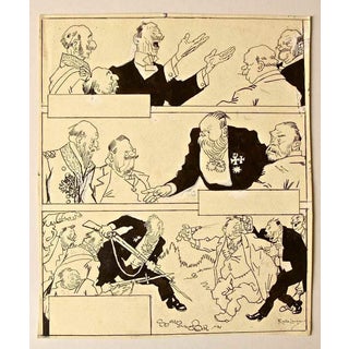 Gabriele Galantara, Disputes Between Nobles, 1920s, Ink on Paper For Sale
