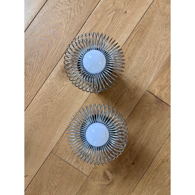 1970s Spring Metal Wall Lights by Philippe Rogier for Oxar, 1970, Set of 2 For Sale - Image 5 of 6