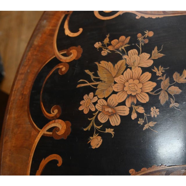 19th Century Victorian Centre Table in Marquetry Inlay Floral, 1860s For Sale - Image 5 of 8