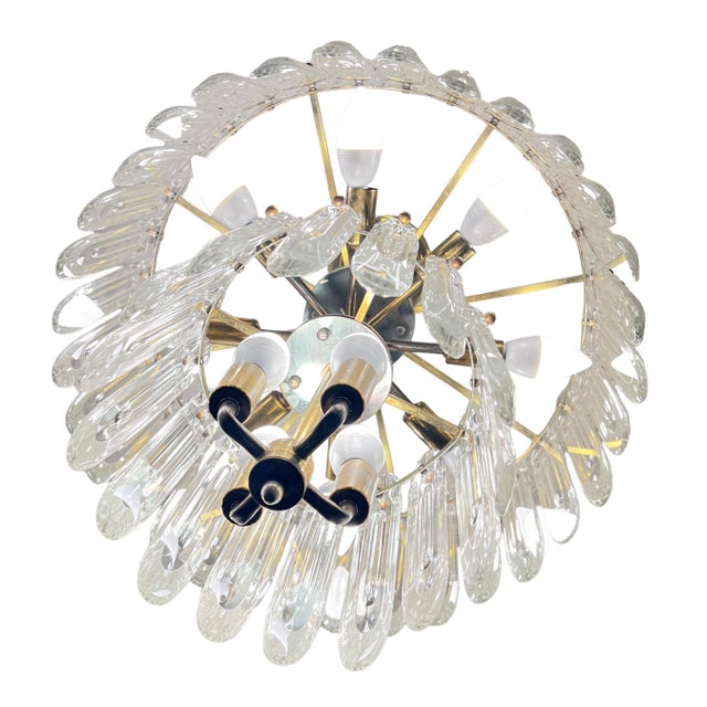 Gaetano Sciolari Mid Century Modern MCM Chandelier Large Italian Crystal 1950's Made in Italy For Sale - Image 13 of 13