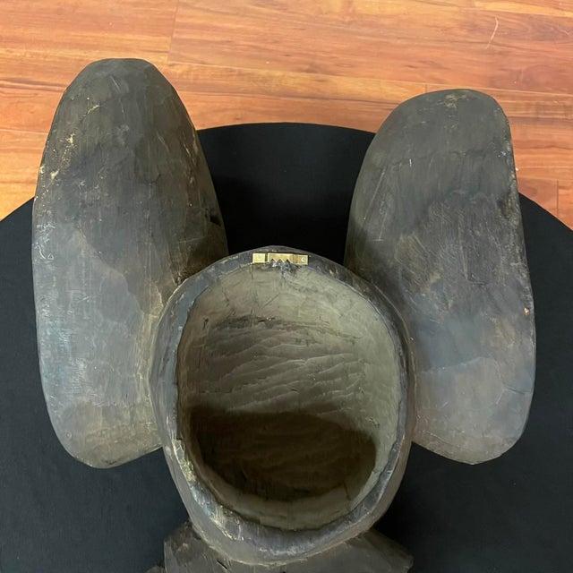 Large Babanki Hand-Carved Wooden Elephant Wall Hanging - Cameroon Grassfields For Sale - Image 11 of 16