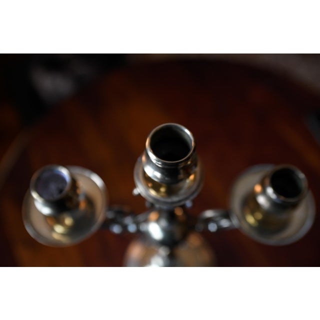 Brass 3-Armed Candelabra Victorian Brass Candleholder Birmingham, England For Sale - Image 9 of 15