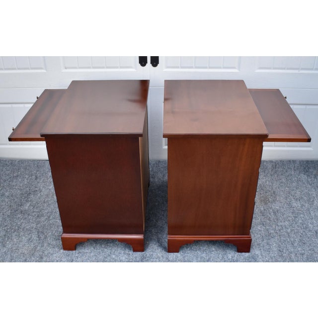 Vintage Pair Mahogany Nightstands Chippendale Chests With Pull Out For Sale - Image 18 of 18