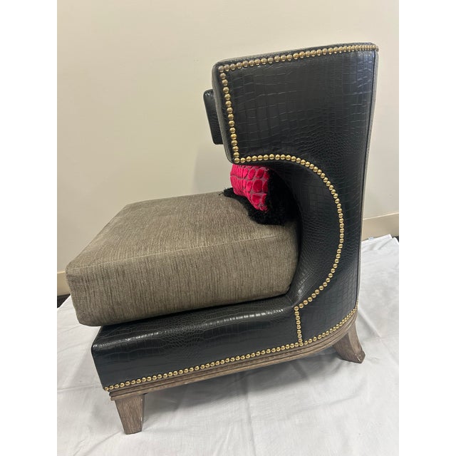 2010s Lily Jack Faux Crocodile Slipper Chair - 1 Piece For Sale In San Francisco - Image 6 of 8