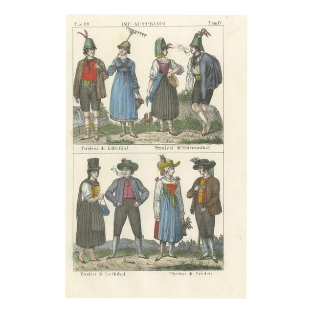 Tyrolean Costume of the Zillertal, 1842, Paper For Sale