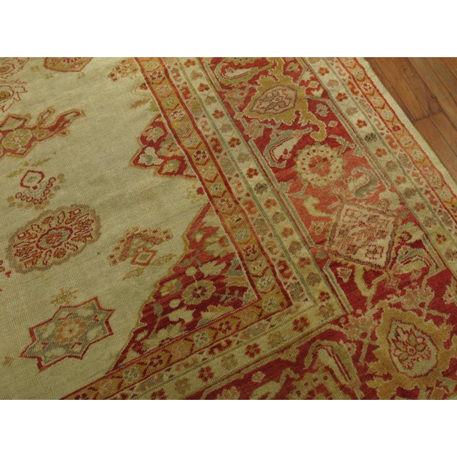 Antique Ivory Sultanabad Persian Carpet For Sale - Image 16 of 18