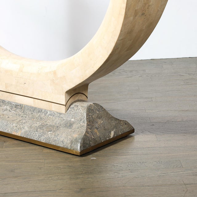 Mid-Century Tessellated Stone Console Table W/ Brass Inlays by Maitland Smith For Sale In New York - Image 6 of 18