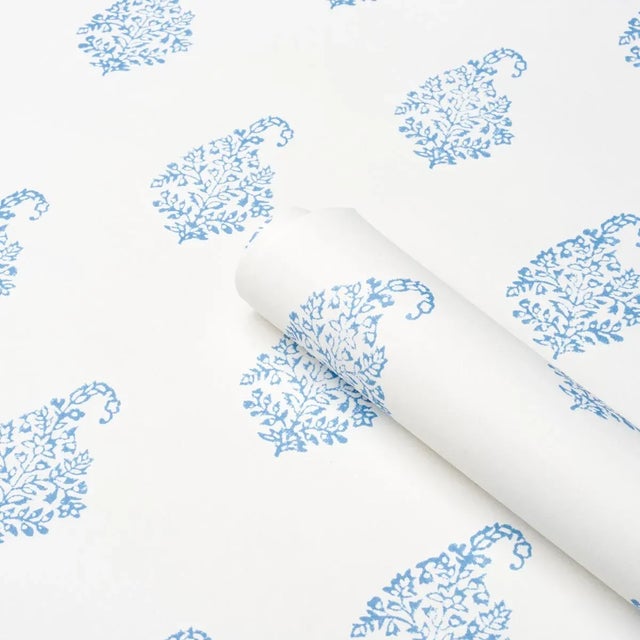 Schumacher Schumacher Kerala Paisley II Wallpaper In Blue For Sale - Image 4 of 4