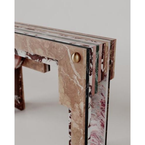 Architectural Layered Marble Stone Strata Console by Esther Knopfler For Sale - Image 9 of 12