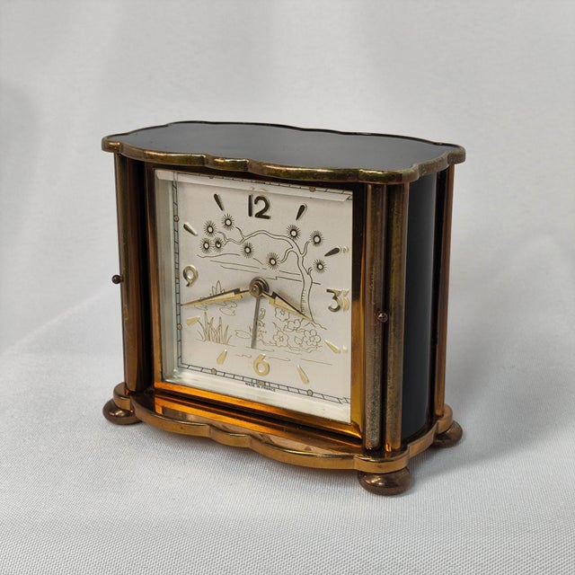 1950s 1957 “La Persiana” Small French Alarm Clock, Jaz De Luxe Series, Mechanical Movement, 8 Days Autonomy For Sale - Image 5 of 9