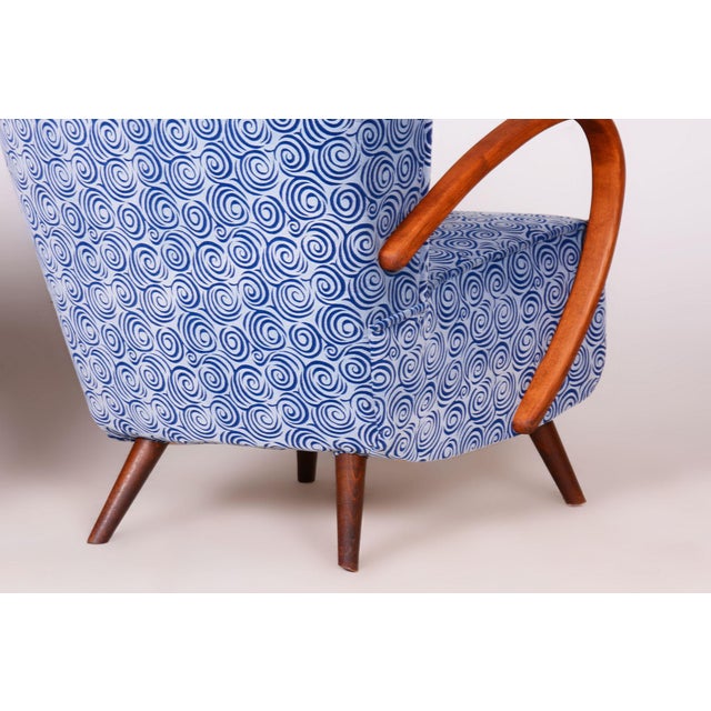 Blue Czech Art Deco Armchairs by J. Halabala for Up Závody, 1930s, Set of 2 For Sale - Image 8 of 13