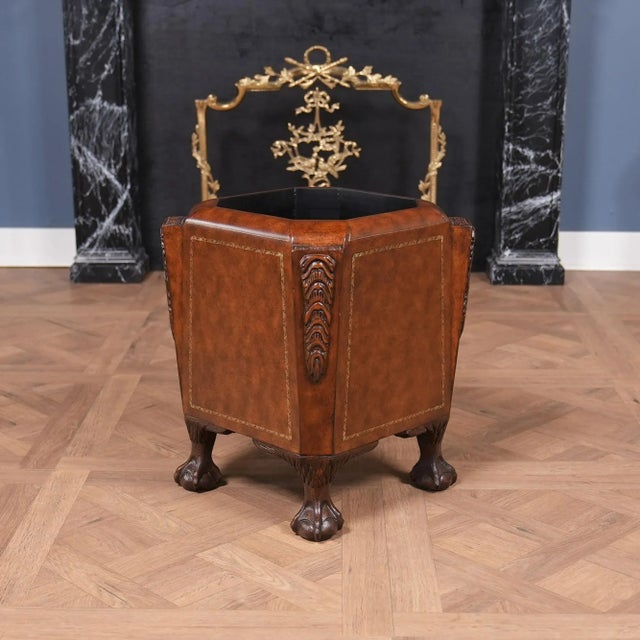 From Niagara Furniture a Vintage Faux Leather Waste Can. Cast from resin the planter has been given a super high end look...