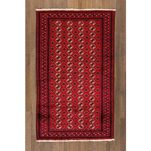 Mid 20th Century Red Vintage Persian Scatter Handmade Wool Rug For Sale - Image 5 of 5