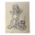 1940s Original Signed Graphite Illustration of Yawning Toddler With Cup, 11 × 9 In. For Sale