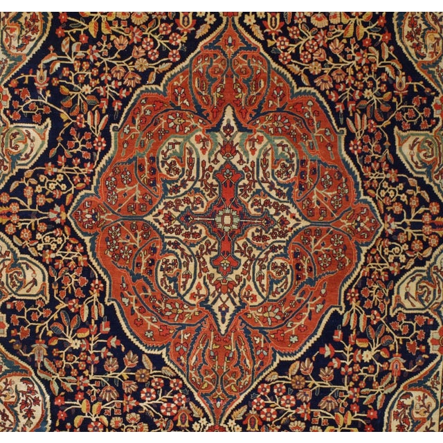Late 19th Century Antique Persian Farahan Sarouk Rug 8’10” X 12’5” For Sale - Image 5 of 6