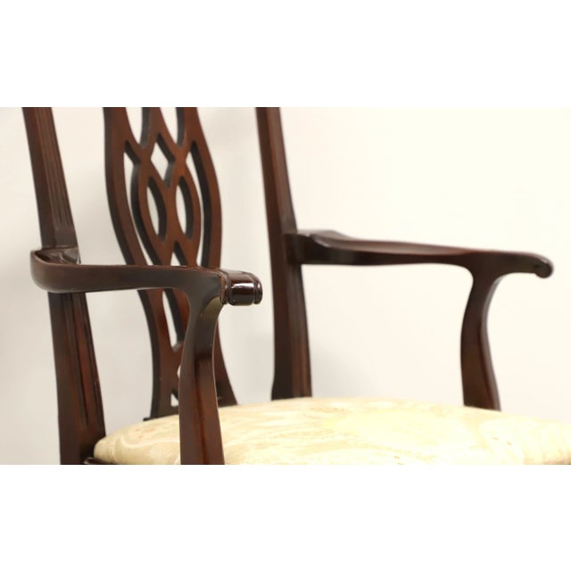 Late 20th Century Solid Mahogany Straight Leg Chippendale Armchair For Sale In Charlotte - Image 6 of 9