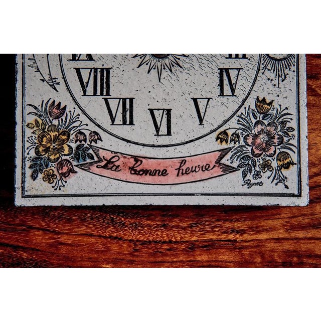 Stoneware Wall Clock attributed to Raymond Peynet, 1960s For Sale - Image 3 of 9