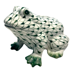 MCM Japanese Andrea by Sadek Herend Style Fishnet Pattern Porcelain Frog