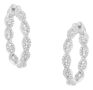 10K White Gold Diamond Hoop Earrings (1 1/2 cttw, H-I Color, I1-I2 Clarity)