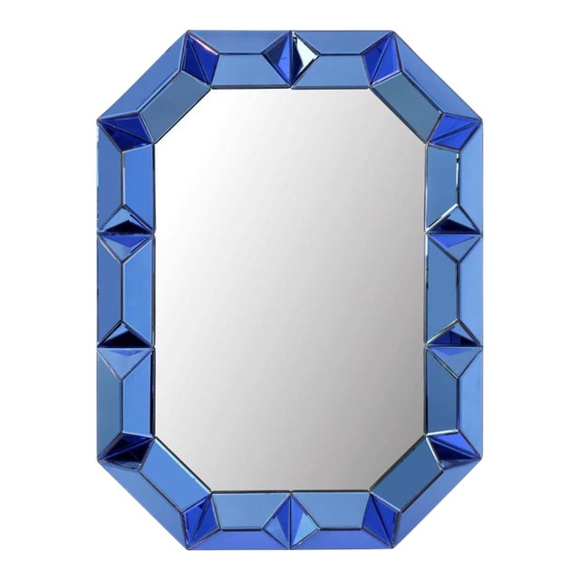 Villa & House - Romano Hollywood Regency Sapphire Blue Beveled Wall Mirror For Sale