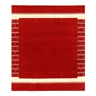 Red Persian Hand Knotted Gabbeh Rug 8'6'' X 9'9'' For Sale