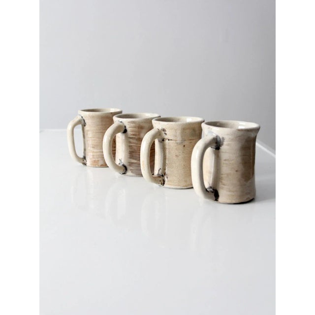 Brown Vintage Studio Pottery Mugs Sety of 4 For Sale - Image 8 of 13