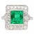 1960s 2.86 Carat Afghan-Chinese Minor Oil Emerald & Diamond Halo Ring in 18k Gold Size 6 For Sale