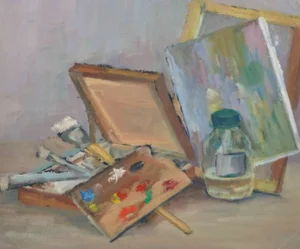 Raymond Bailly, Vintage Oil Still Life - Artist's Palette