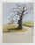 Vintage mid 20th century gouache on artist board french landscape painting with lone tree. Unsigned. Unframed, image size...