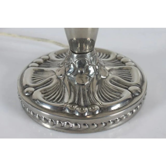 Danish Art Nouveau Table Lamp in Pewter with Floral Pattern, 1920s For Sale - Image 4 of 10