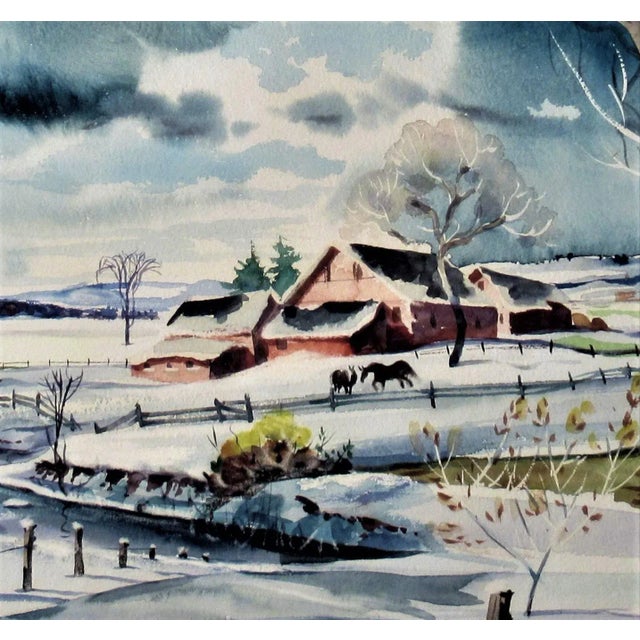 Impressionist John E. Detore, Winter Landscape, Circa 1960 For Sale - Image 3 of 6