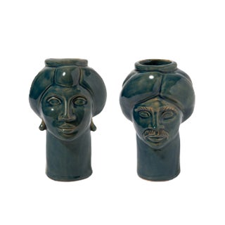 Solimano & Roxelana Figures, Small • Blue Tindari from Crita Ceramiche, Set of 2 For Sale