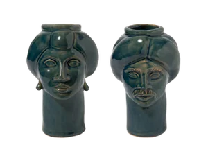 Solimano & Roxelana Figures, Small • Blue Tindari from Crita Ceramiche, Set of 2
