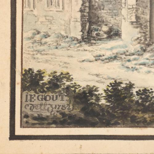 Johann Franz Gout, Gothic Ruins, Watercolor For Sale - Image 7 of 12